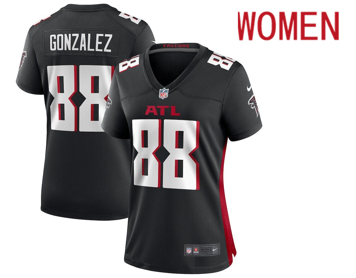 Women Atlanta Falcons #88 Tony Gonzalez Nike Black Game Retired Player NFL Jersey->women nfl jersey->Women Jersey
